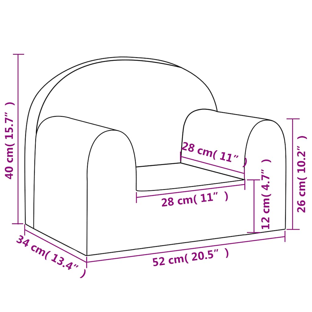 vidaXL Sofa dziecięca, kremowa, miękki plusz