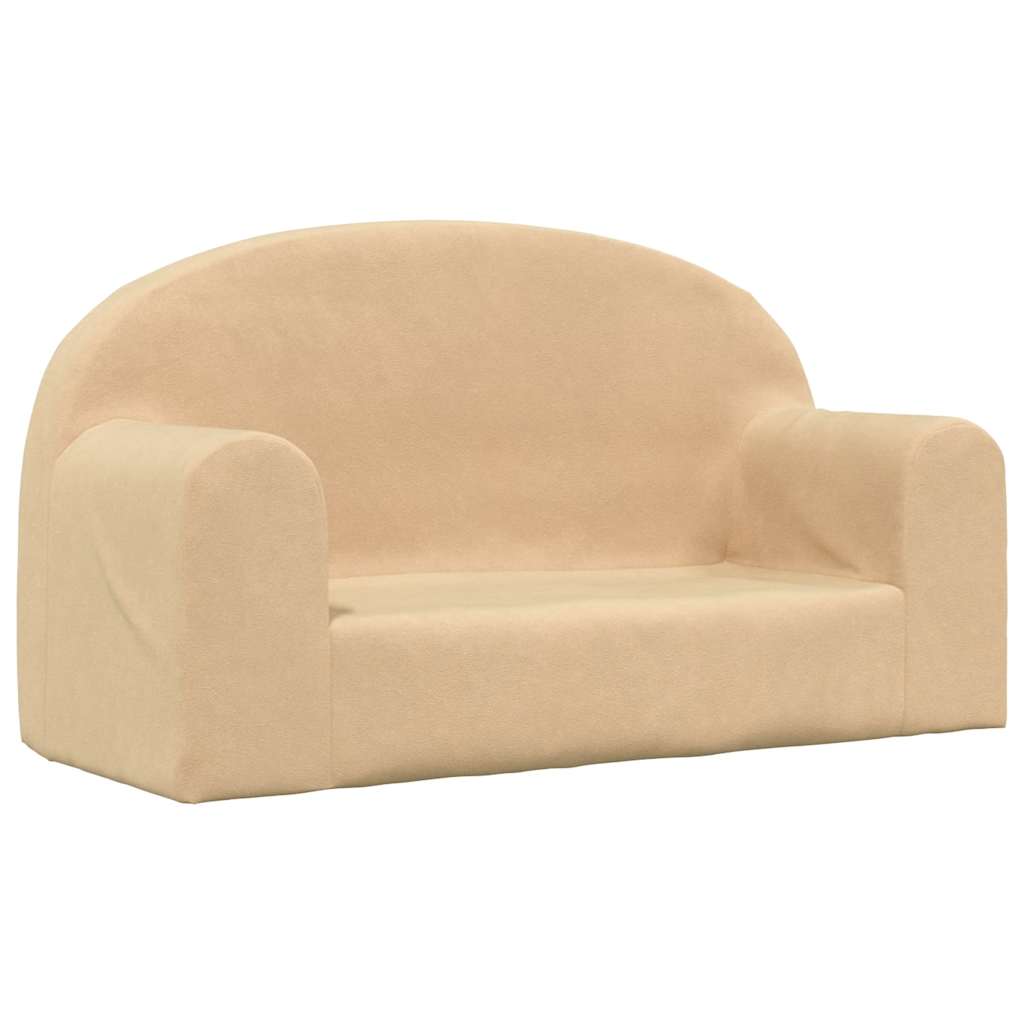 vidaXL Sofa dla dzieci, 2-os. , kremowa, miękki plusz