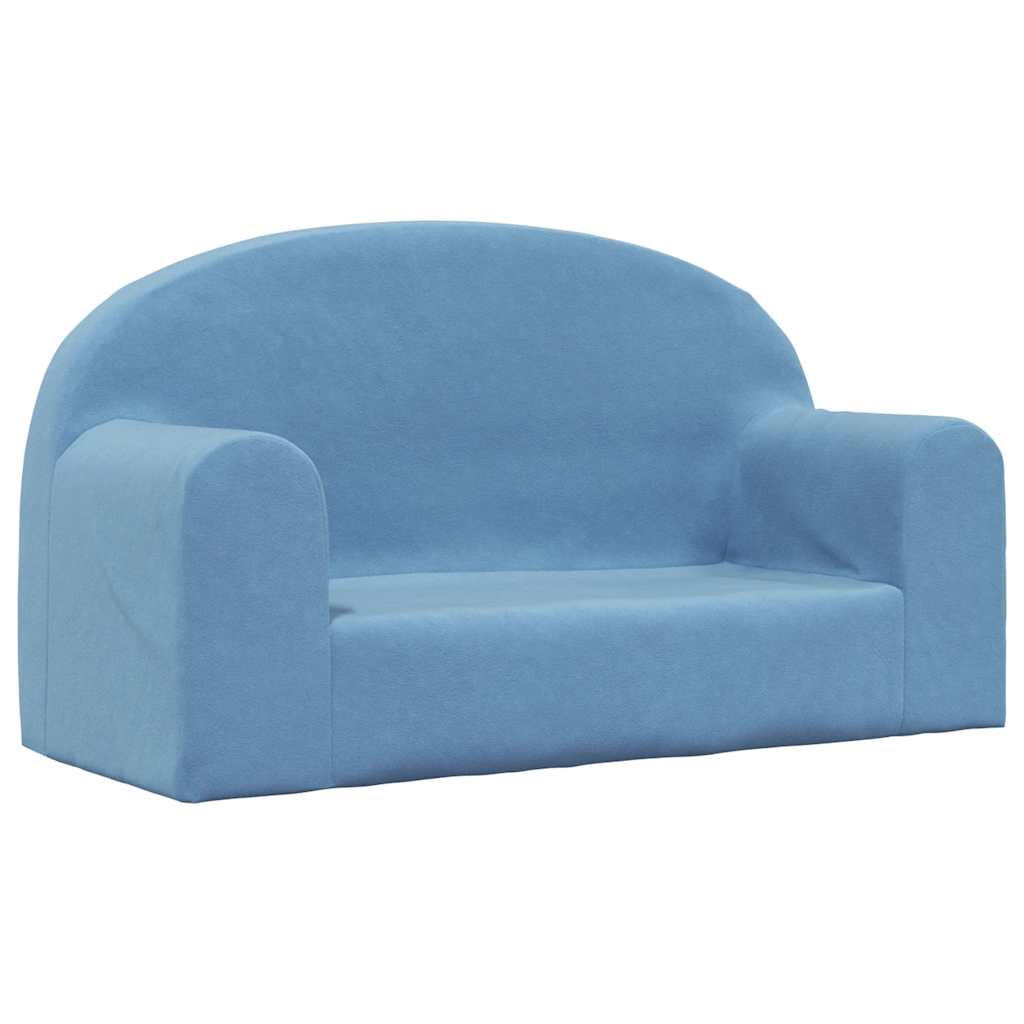 vidaXL 2-os. sofa dla dzieci, niebieska, miękki plusz