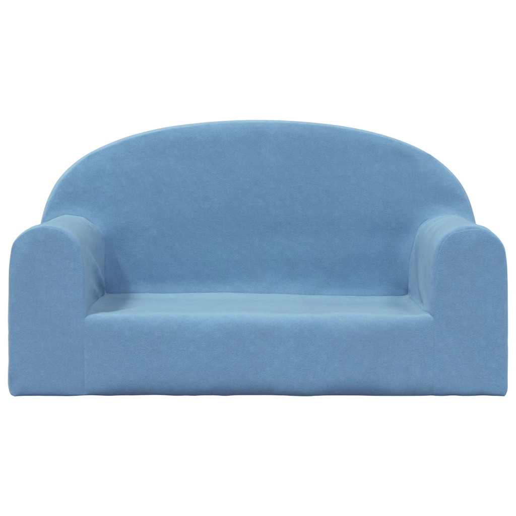 vidaXL 2-os. sofa dla dzieci, niebieska, miękki plusz