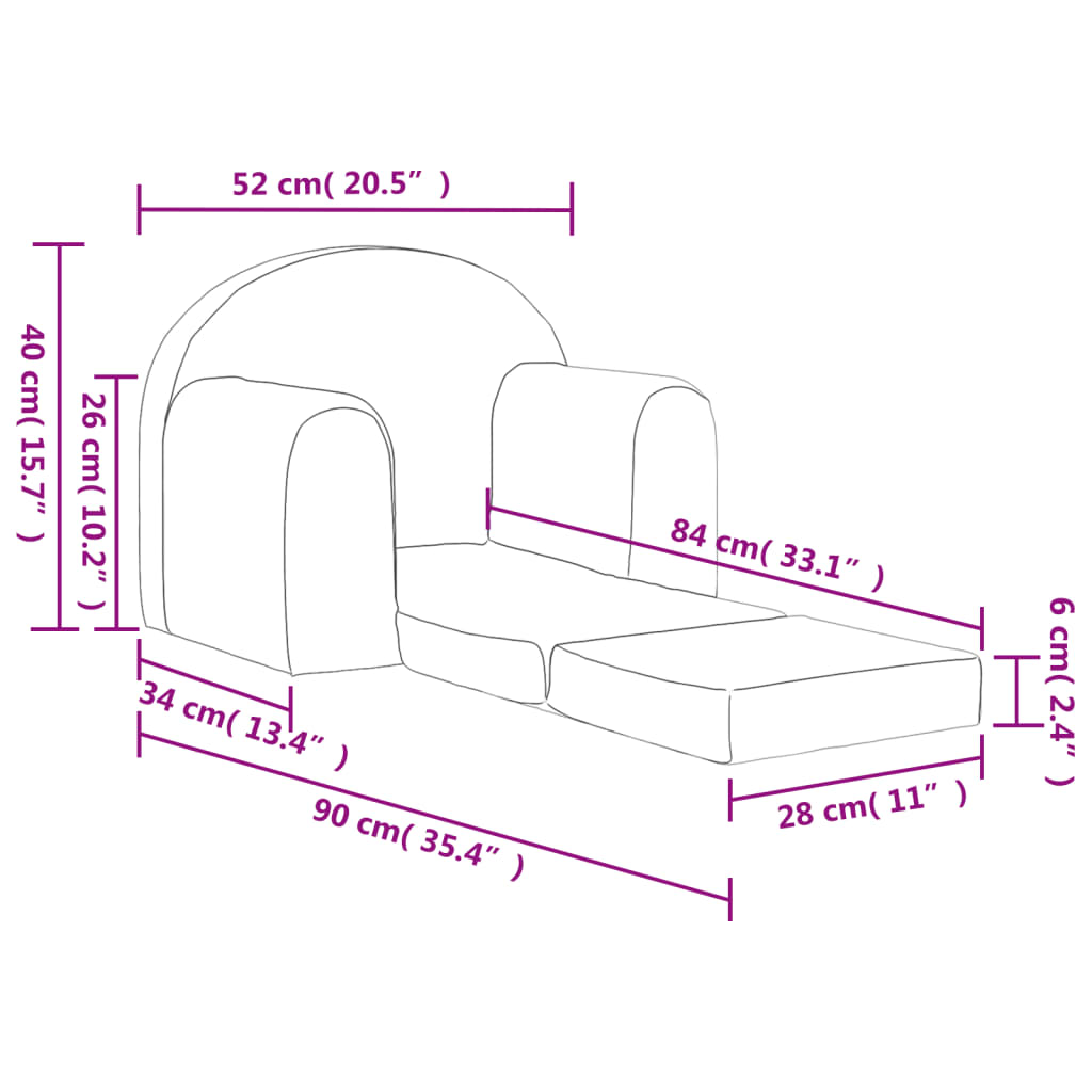 vidaXL Kanapa dla dziecka, rozkładana, niebieska, miękki plusz