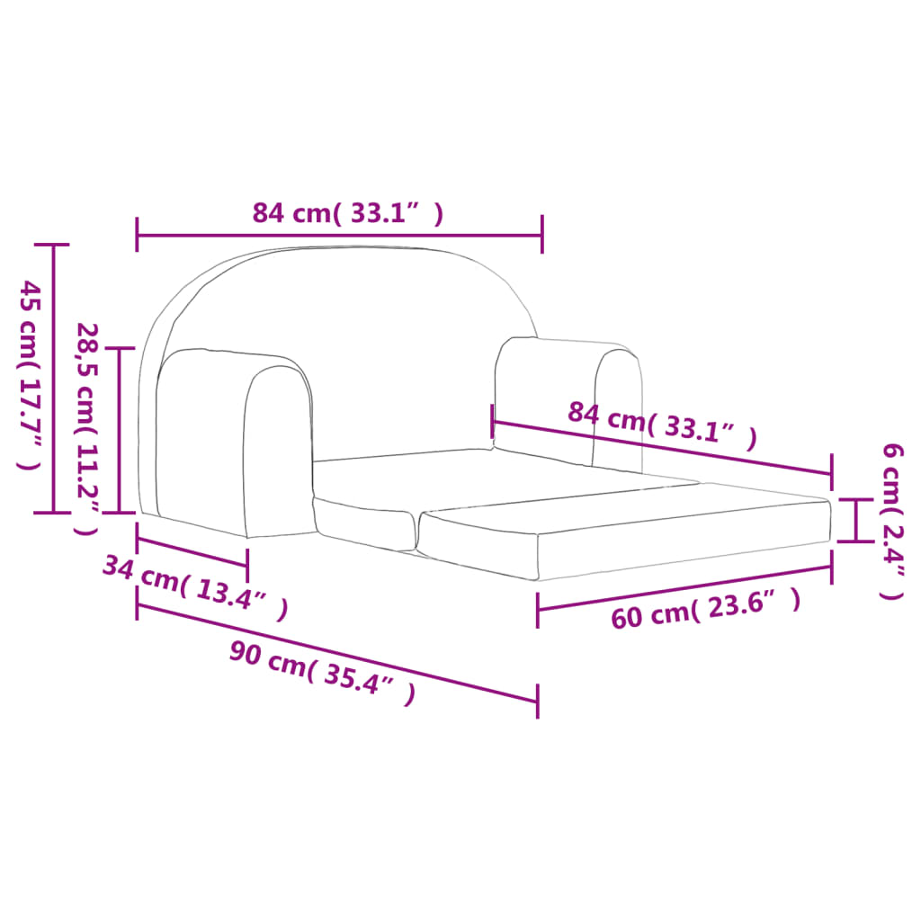 vidaXL 2-os. sofa dla dzieci, rozkładana, szara w gwiazdki, plusz