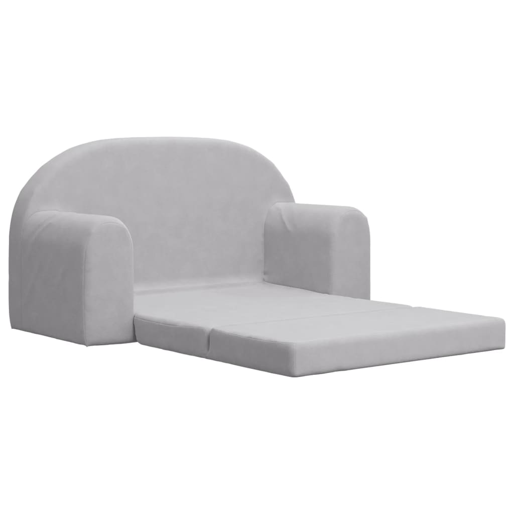 vidaXL 2-os. sofa dla dzieci, rozkładana, jasnoszara, miękki plusz
