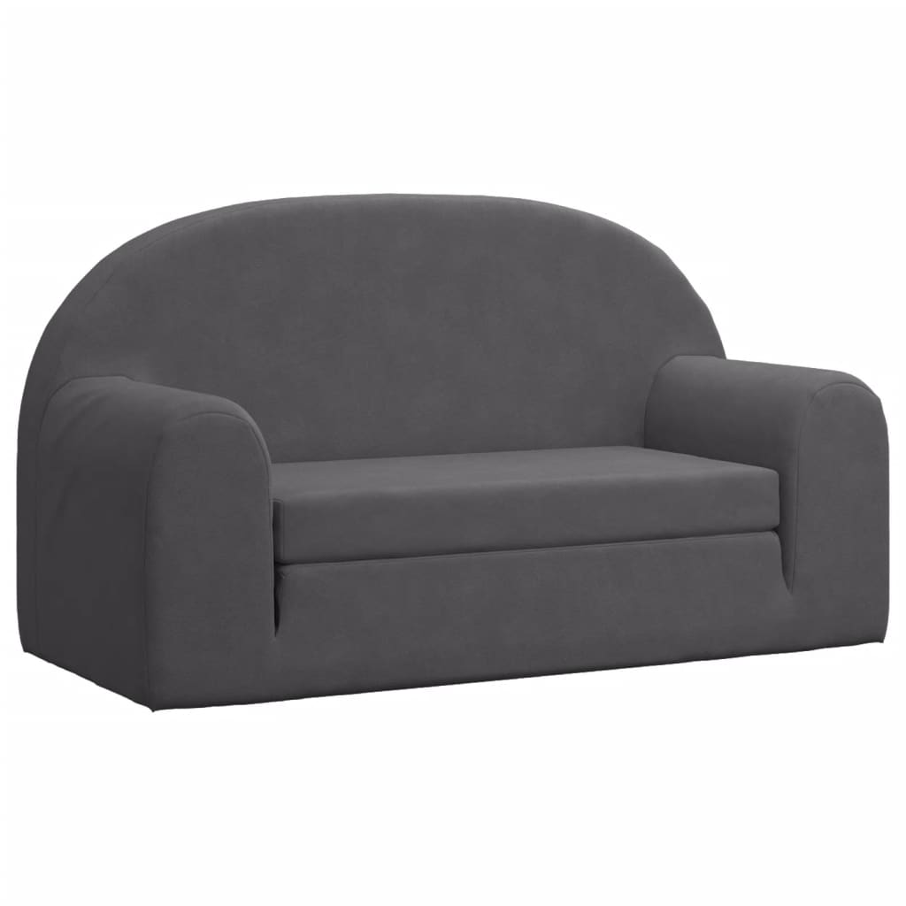 vidaXL 2-os. sofa dla dzieci, rozkładana, antracytowa, miękki plusz