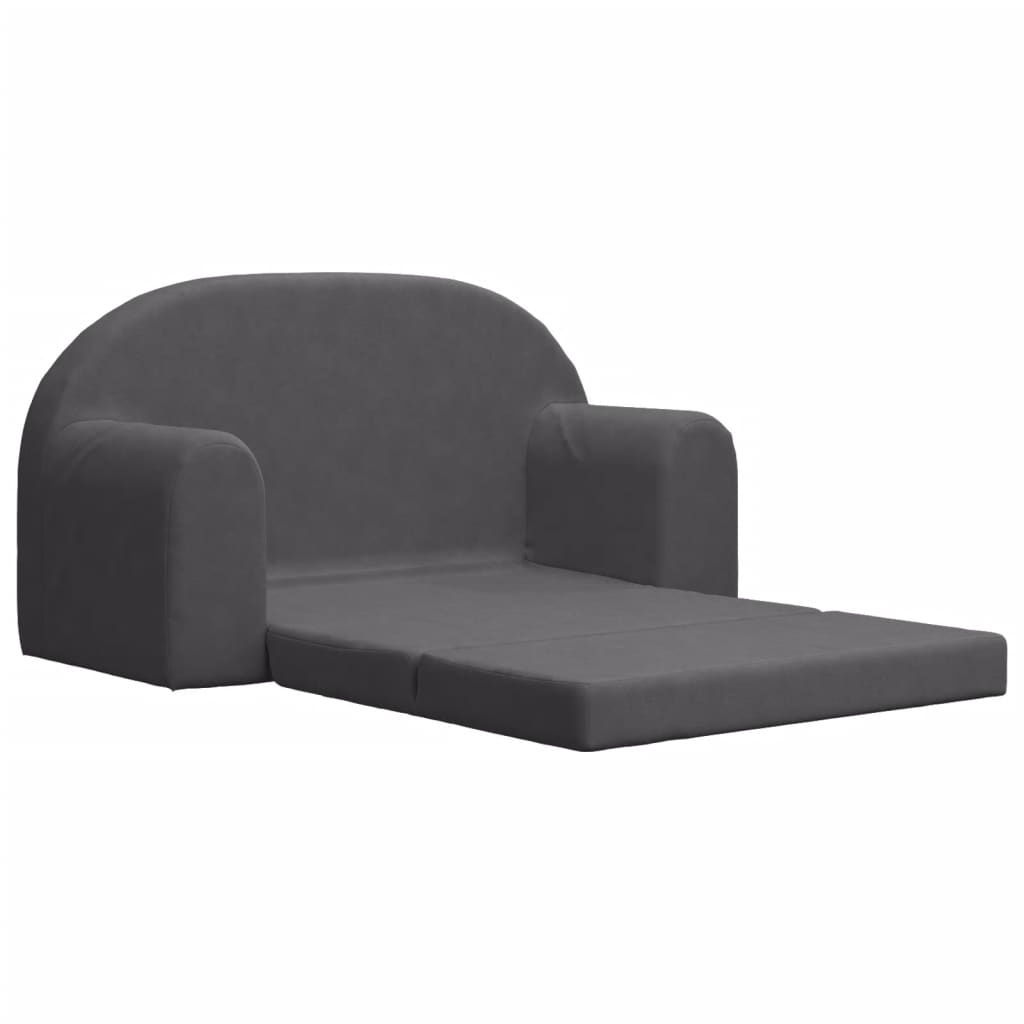 vidaXL 2-os. sofa dla dzieci, rozkładana, antracytowa, miękki plusz