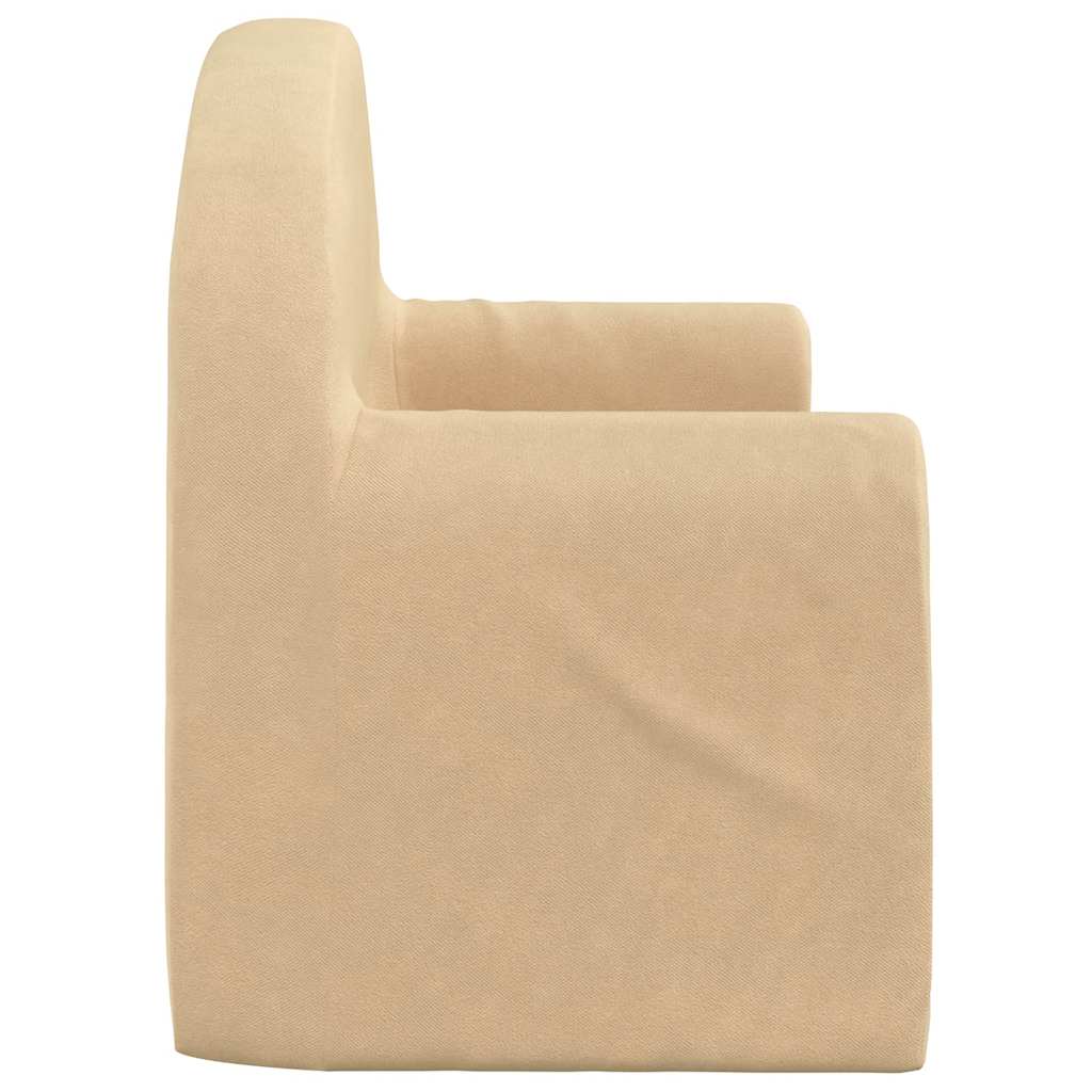 vidaXL 2-os. sofa dla dzieci, rozkładana, kremowa, miękki plusz