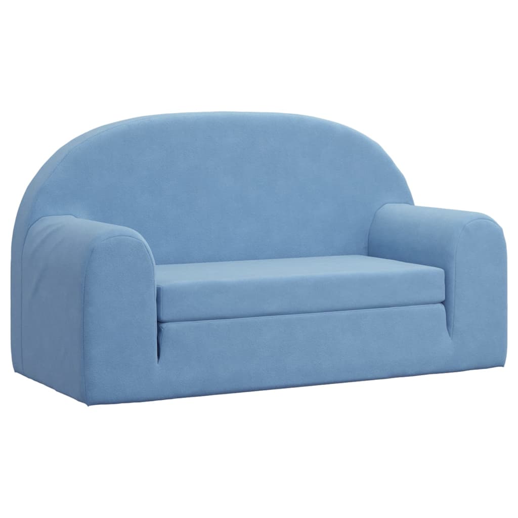 vidaXL 2-os. sofa dla dzieci, rozkładana, niebieska, miękki plusz