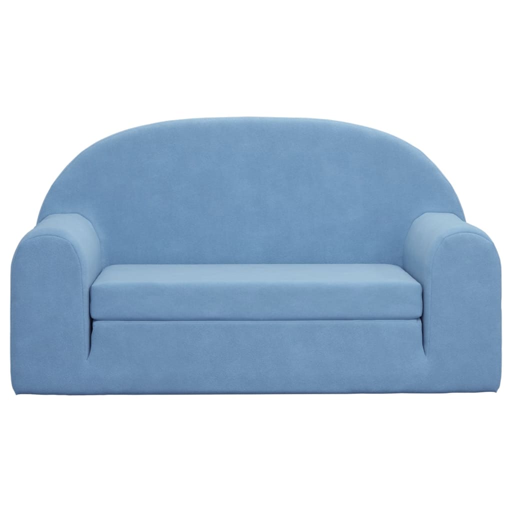 vidaXL 2-os. sofa dla dzieci, rozkładana, niebieska, miękki plusz