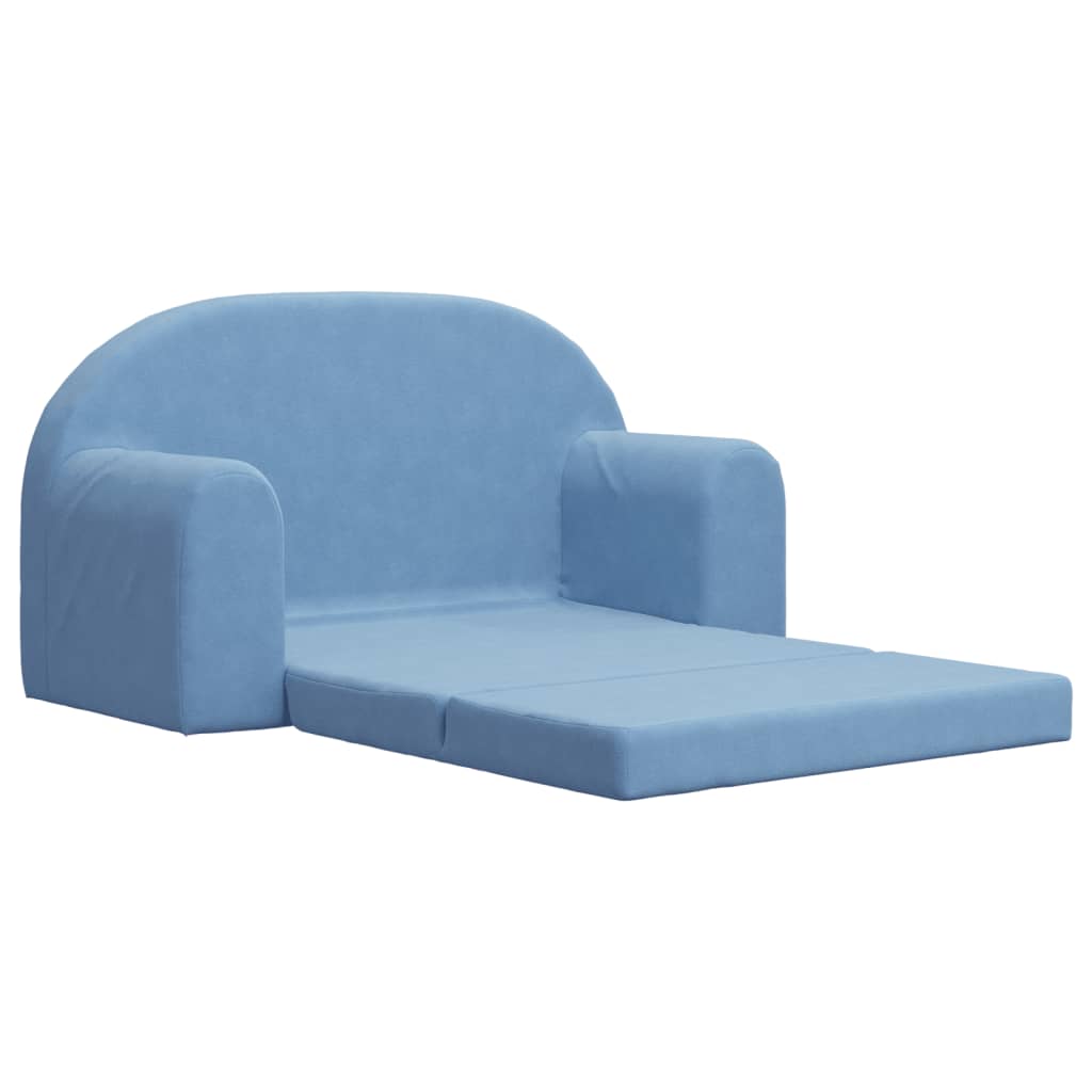 vidaXL 2-os. sofa dla dzieci, rozkładana, niebieska, miękki plusz