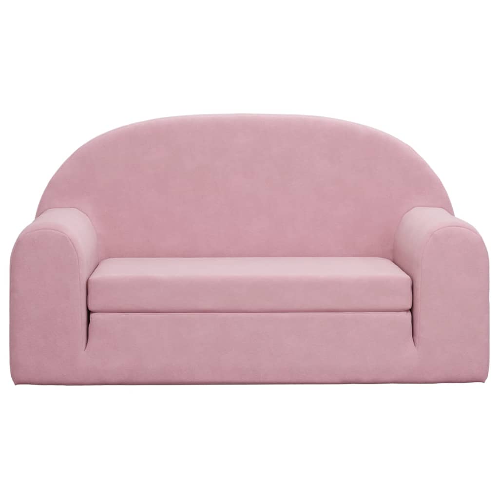 vidaXL 2-os. sofa dla dzieci, rozkładana, różowa, miękki plusz