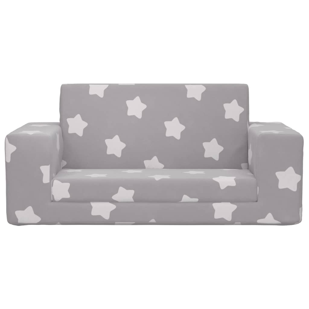 vidaXL 2-os. sofa dla dzieci, rozkładana, szara w gwiazdki, plusz
