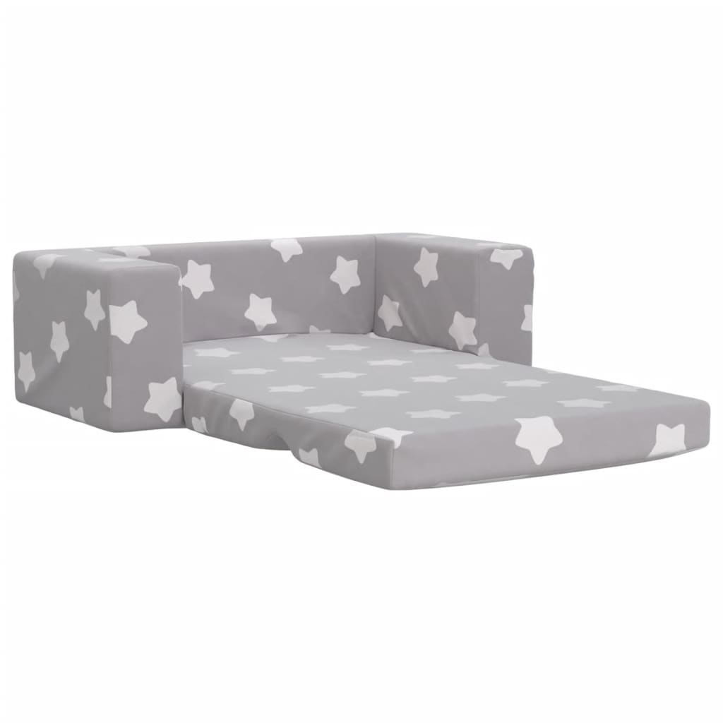 vidaXL 2-os. sofa dla dzieci, rozkładana, szara w gwiazdki, plusz