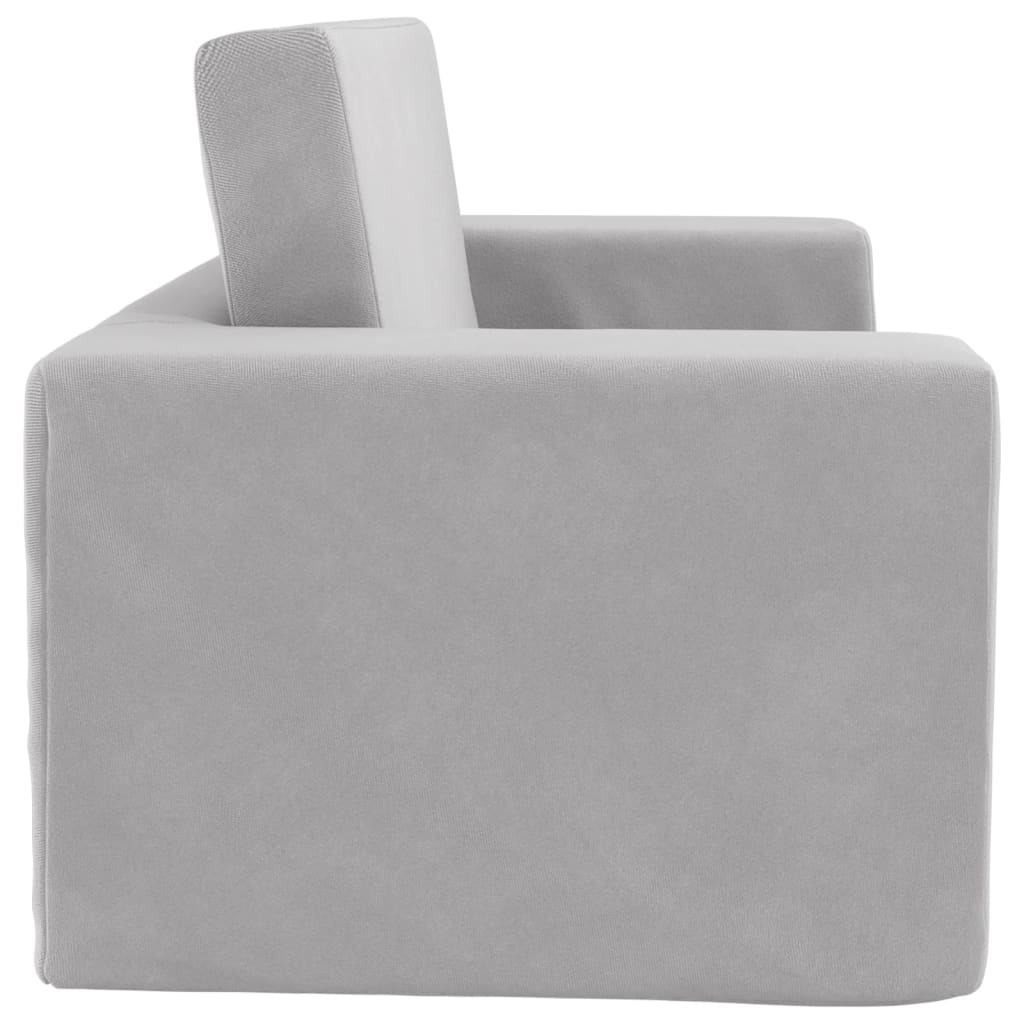 vidaXL 2-os. sofa dla dzieci, rozkładana, jasnoszara, miękki plusz