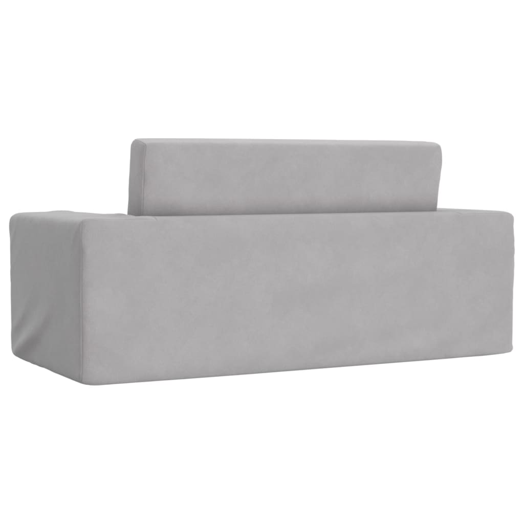 vidaXL 2-os. sofa dla dzieci, rozkładana, jasnoszara, miękki plusz