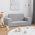 vidaXL 2-os. sofa dla dzieci, rozkładana, jasnoszara, miękki plusz