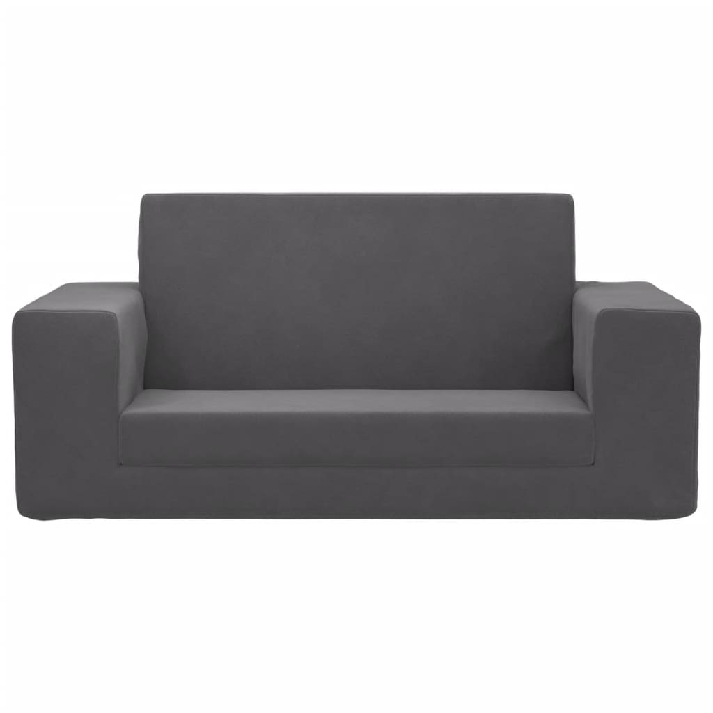 vidaXL 2-os. sofa dla dzieci, rozkładana, antracytowa, miękki plusz