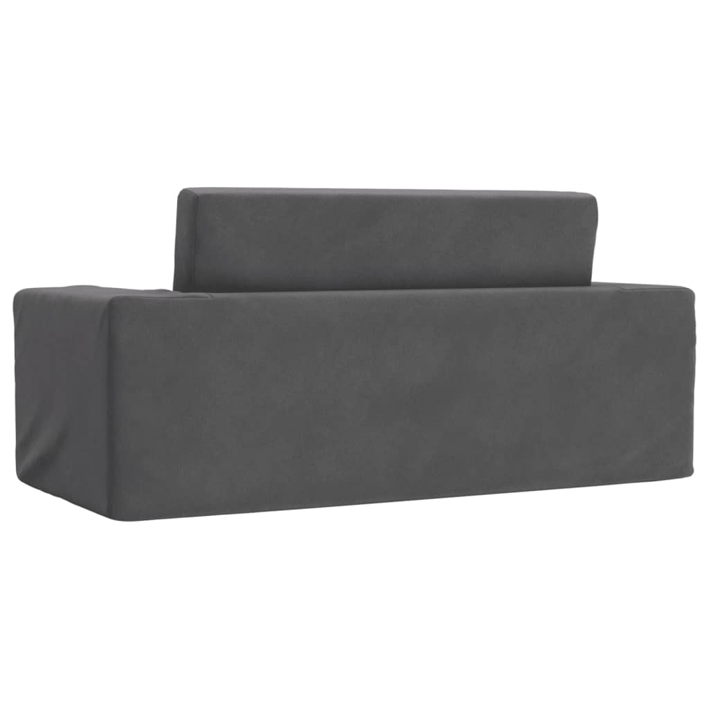 vidaXL 2-os. sofa dla dzieci, rozkładana, antracytowa, miękki plusz