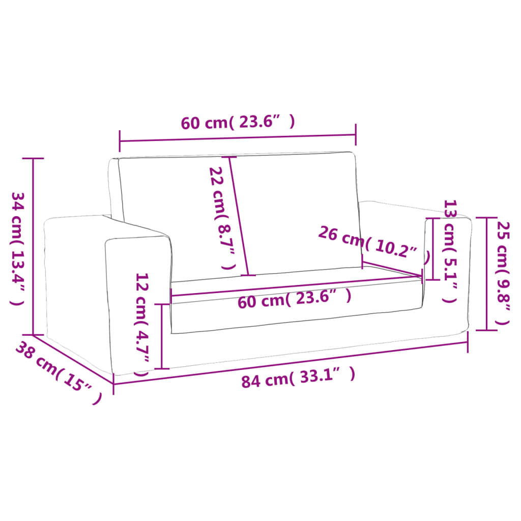 vidaXL 2-os. sofa dla dzieci, rozkładana, antracytowa, miękki plusz