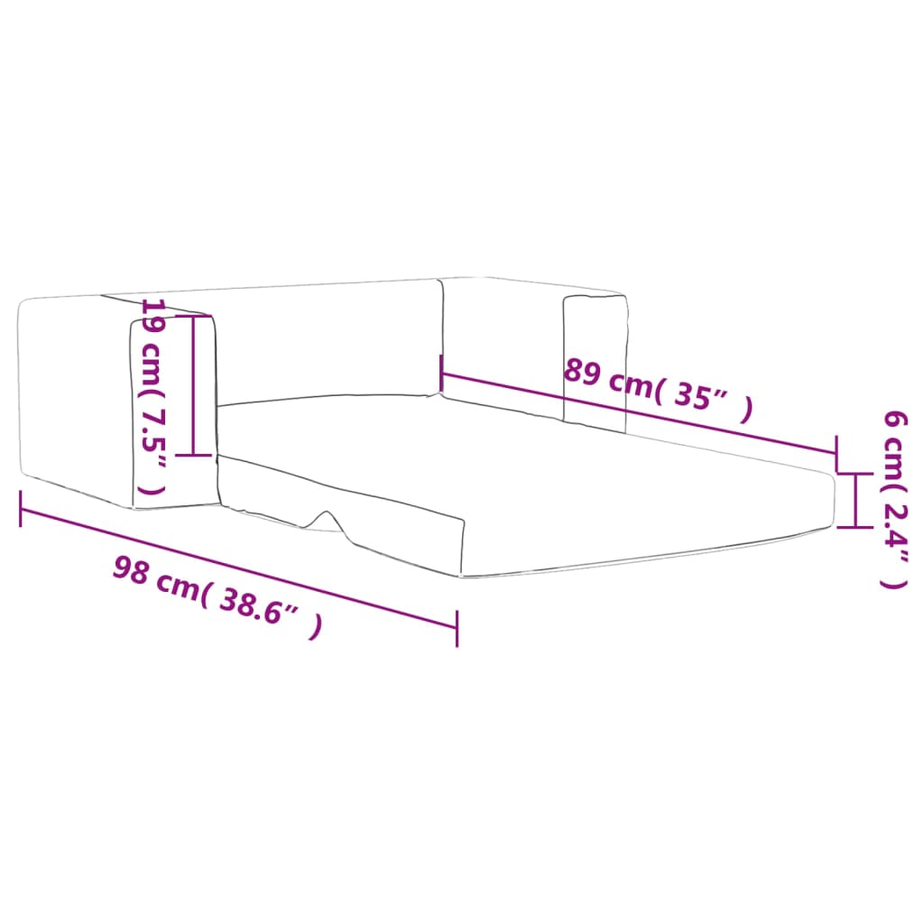 vidaXL 2-os. sofa dla dzieci, rozkładana, antracytowa, miękki plusz