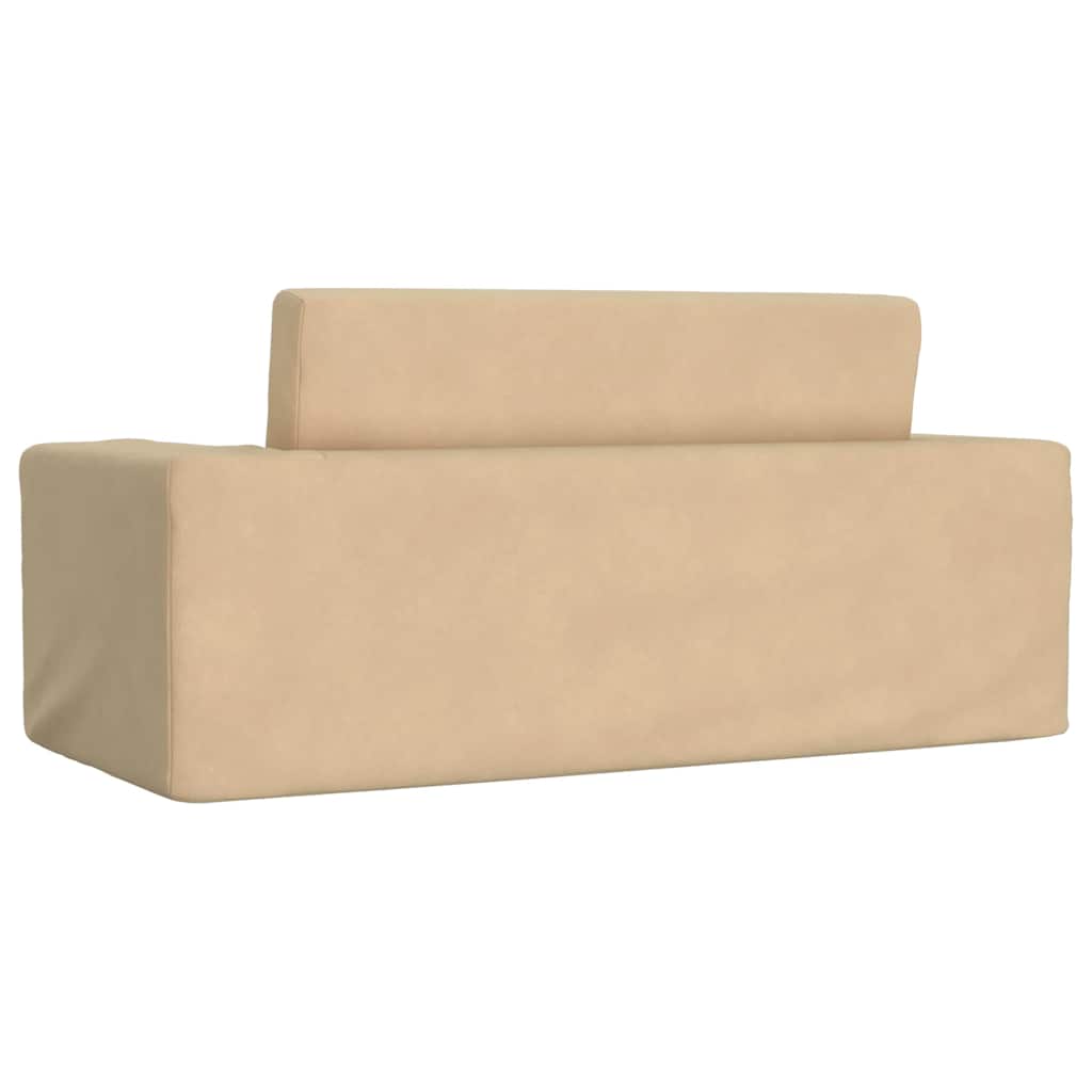 vidaXL 2-os. sofa dla dzieci, rozkładana, kremowa, miękki plusz