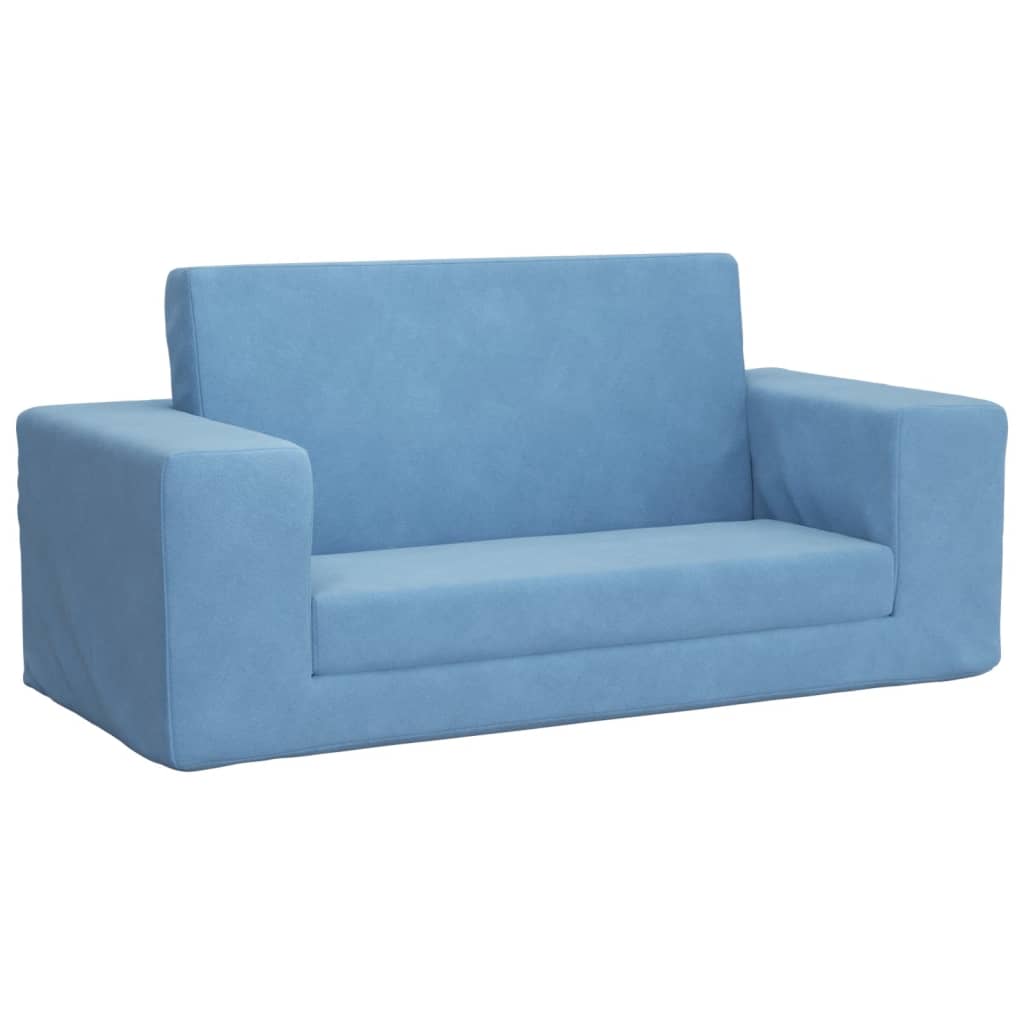 vidaXL 2-os. sofa dla dzieci, rozkładana, niebieska, miękki plusz