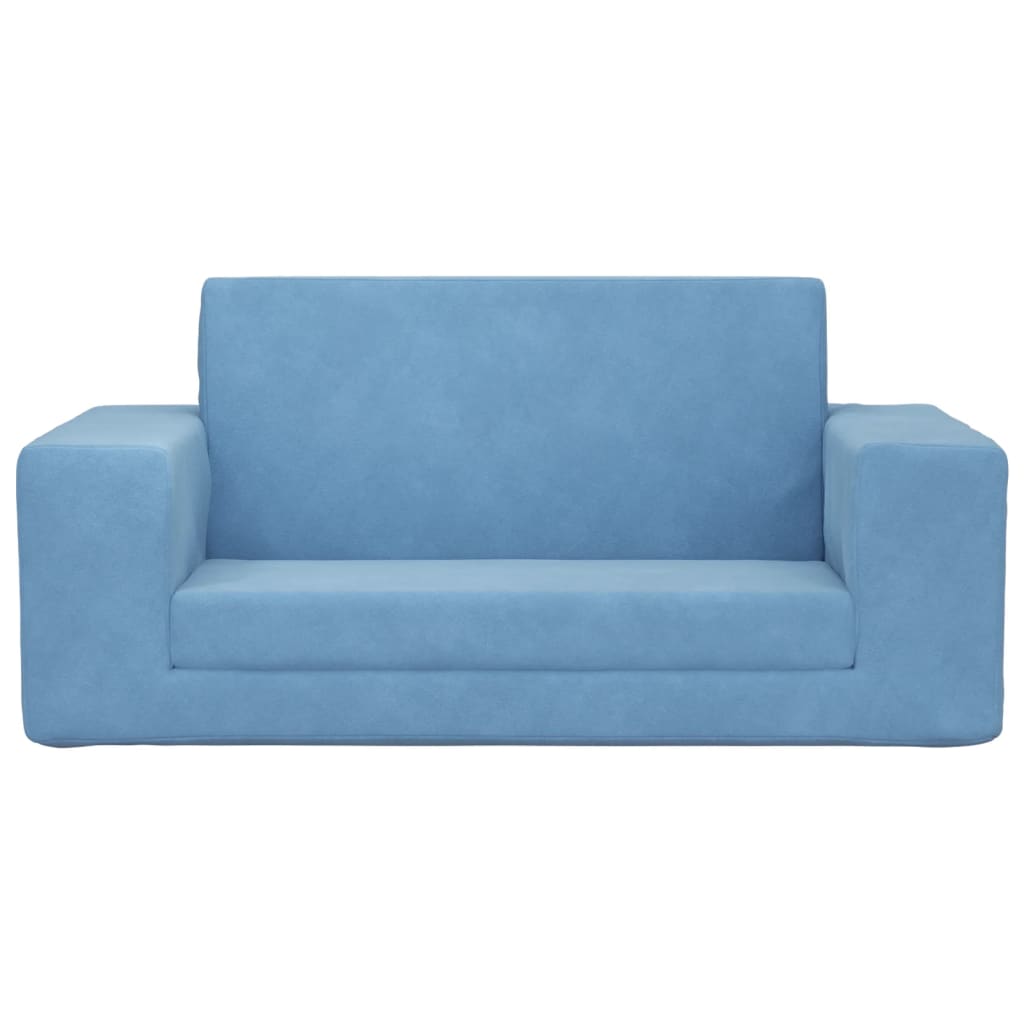 vidaXL 2-os. sofa dla dzieci, rozkładana, niebieska, miękki plusz