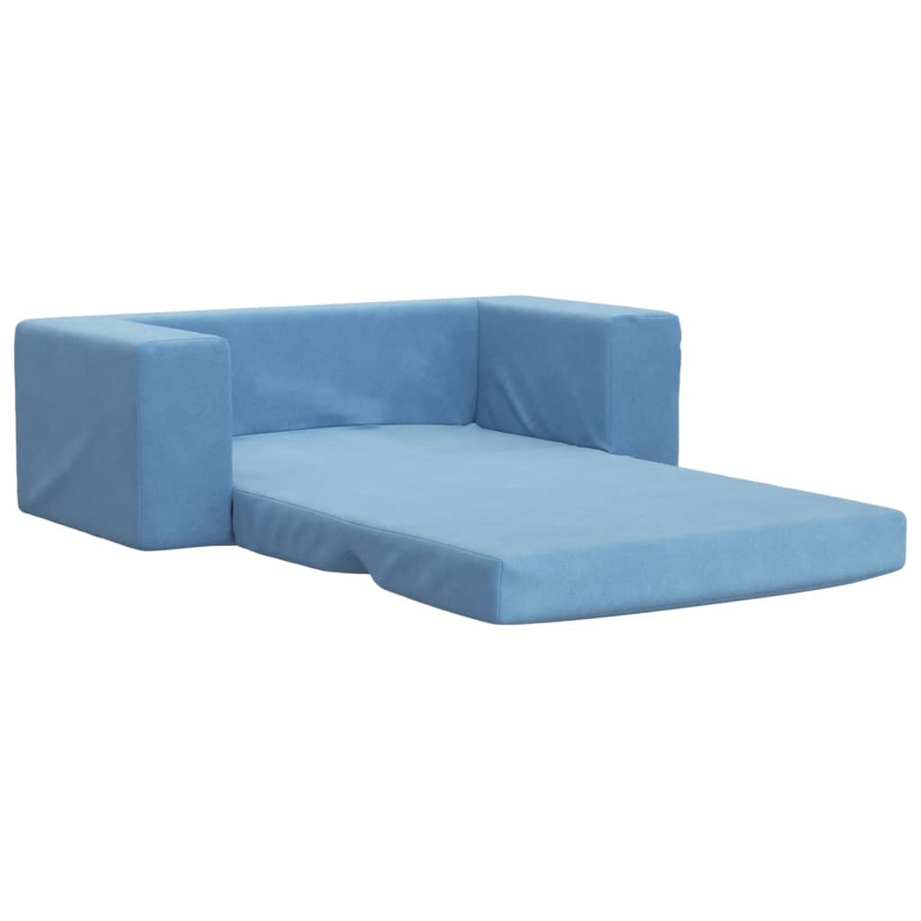 vidaXL 2-os. sofa dla dzieci, rozkładana, niebieska, miękki plusz