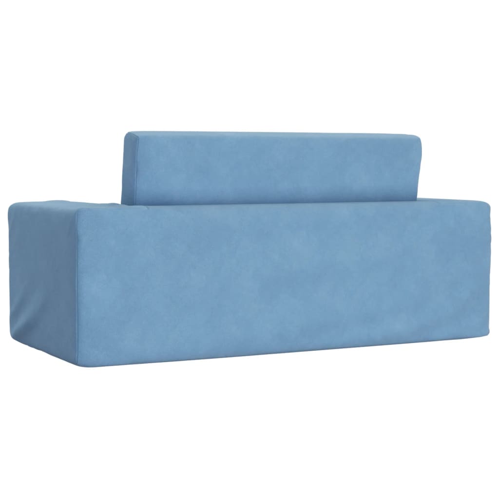 vidaXL 2-os. sofa dla dzieci, rozkładana, niebieska, miękki plusz