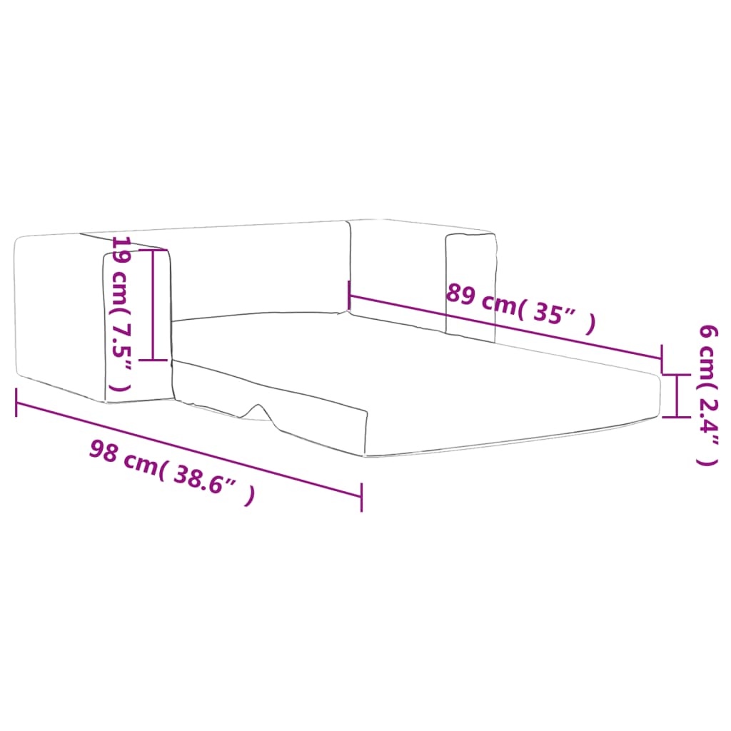 vidaXL 2-os. sofa dla dzieci, rozkładana, niebieska, miękki plusz
