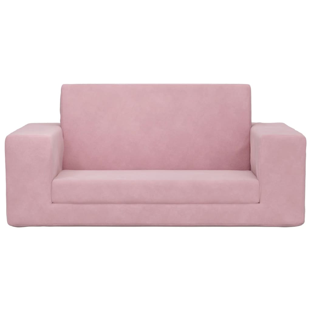 vidaXL 2-os. sofa dla dzieci, rozkładana, różowa, miękki plusz