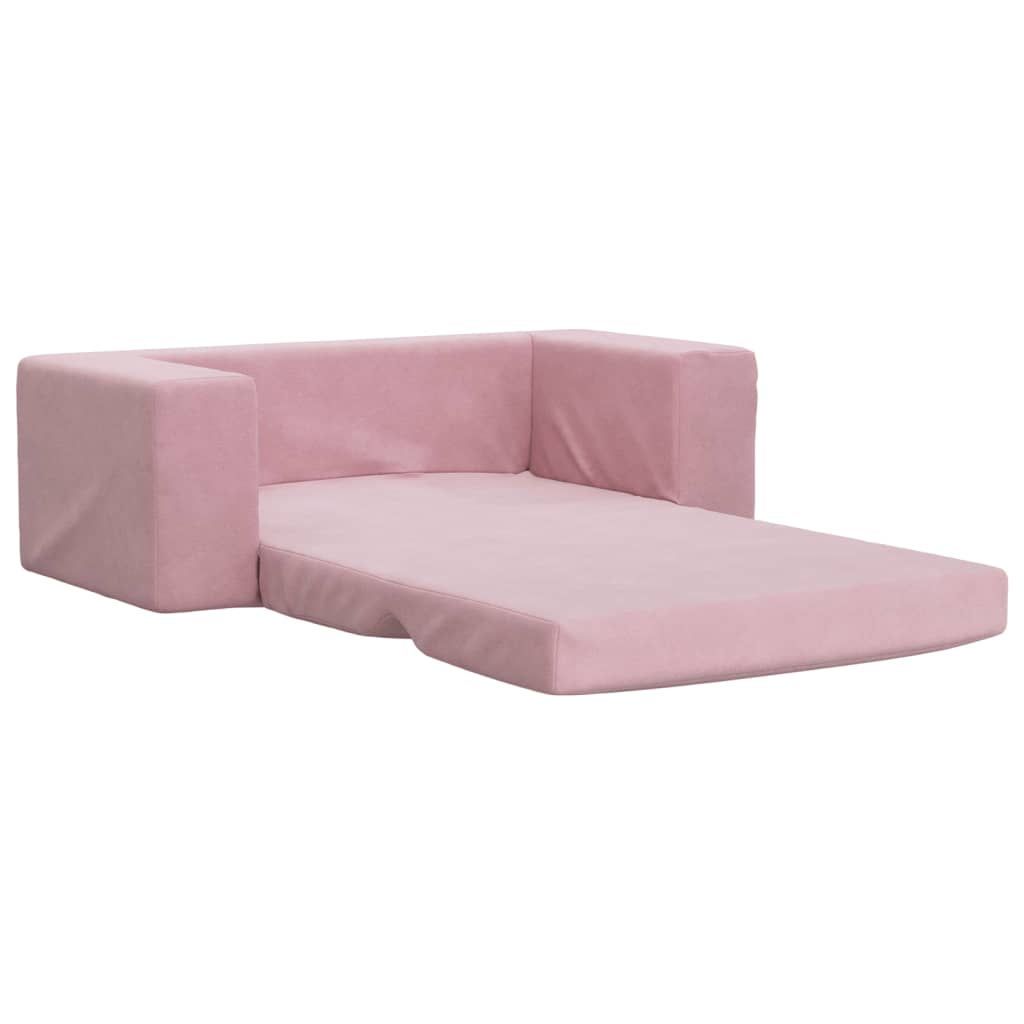 vidaXL 2-os. sofa dla dzieci, rozkładana, różowa, miękki plusz