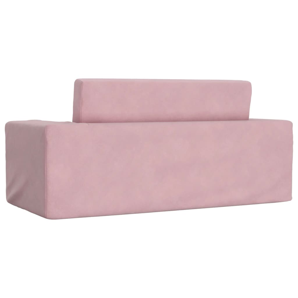 vidaXL 2-os. sofa dla dzieci, rozkładana, różowa, miękki plusz