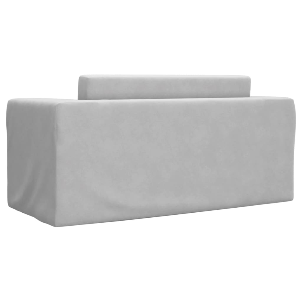 vidaXL 2-os. sofa dla dzieci, rozkładana, jasnoszara, miękki plusz