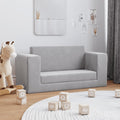 vidaXL 2-os. sofa dla dzieci, rozkładana, jasnoszara, miękki plusz
