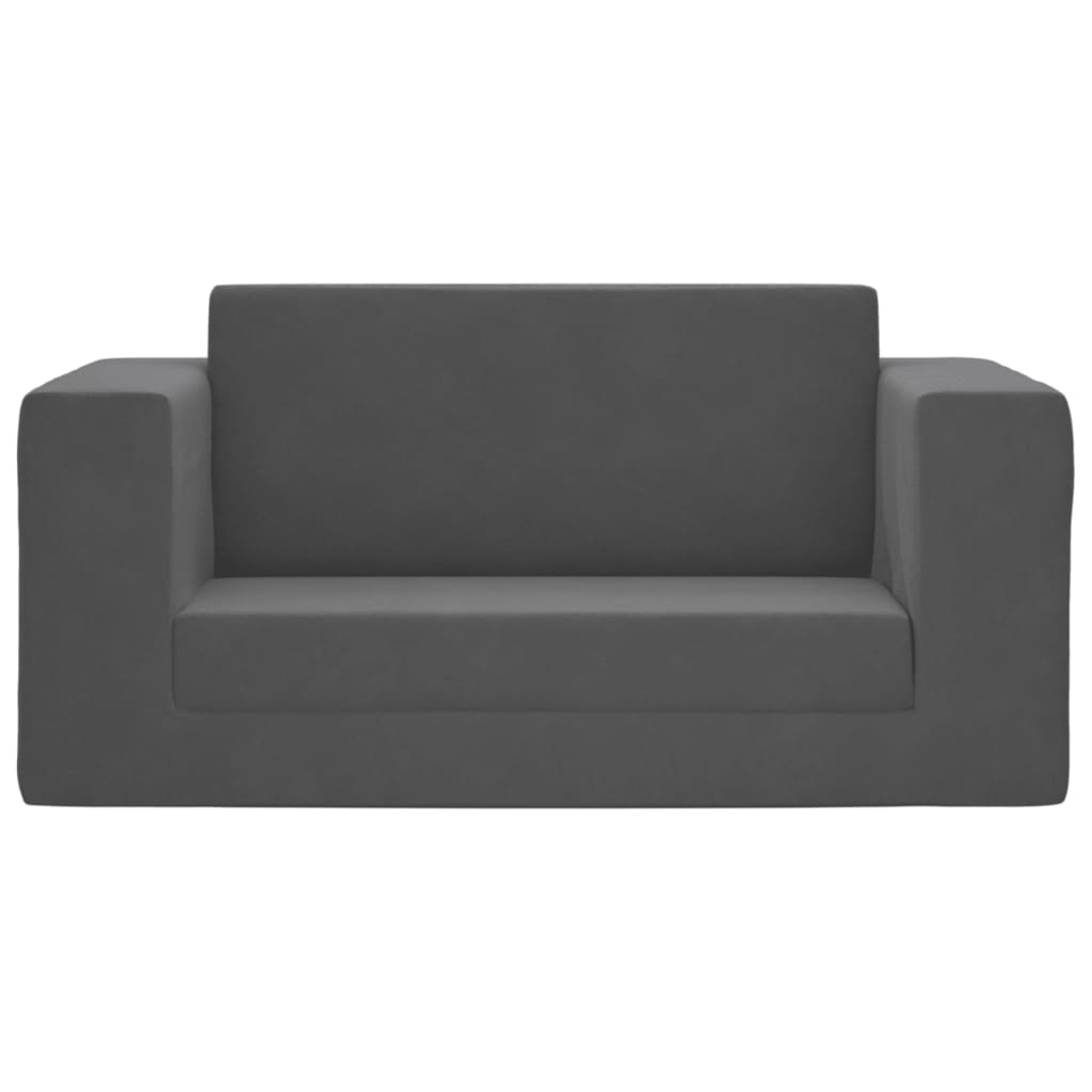 vidaXL 2-os. sofa dla dzieci, rozkładana, antracytowa, miękki plusz