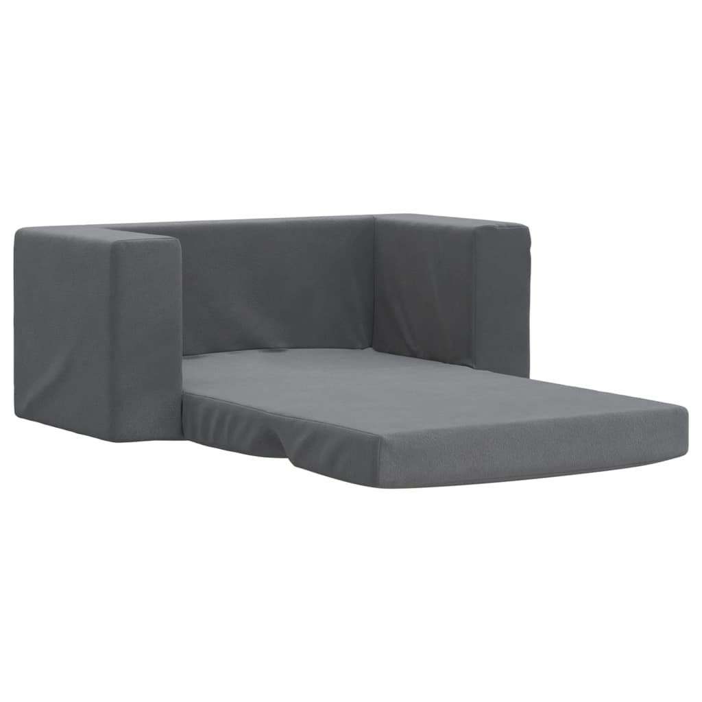 vidaXL 2-os. sofa dla dzieci, rozkładana, antracytowa, miękki plusz
