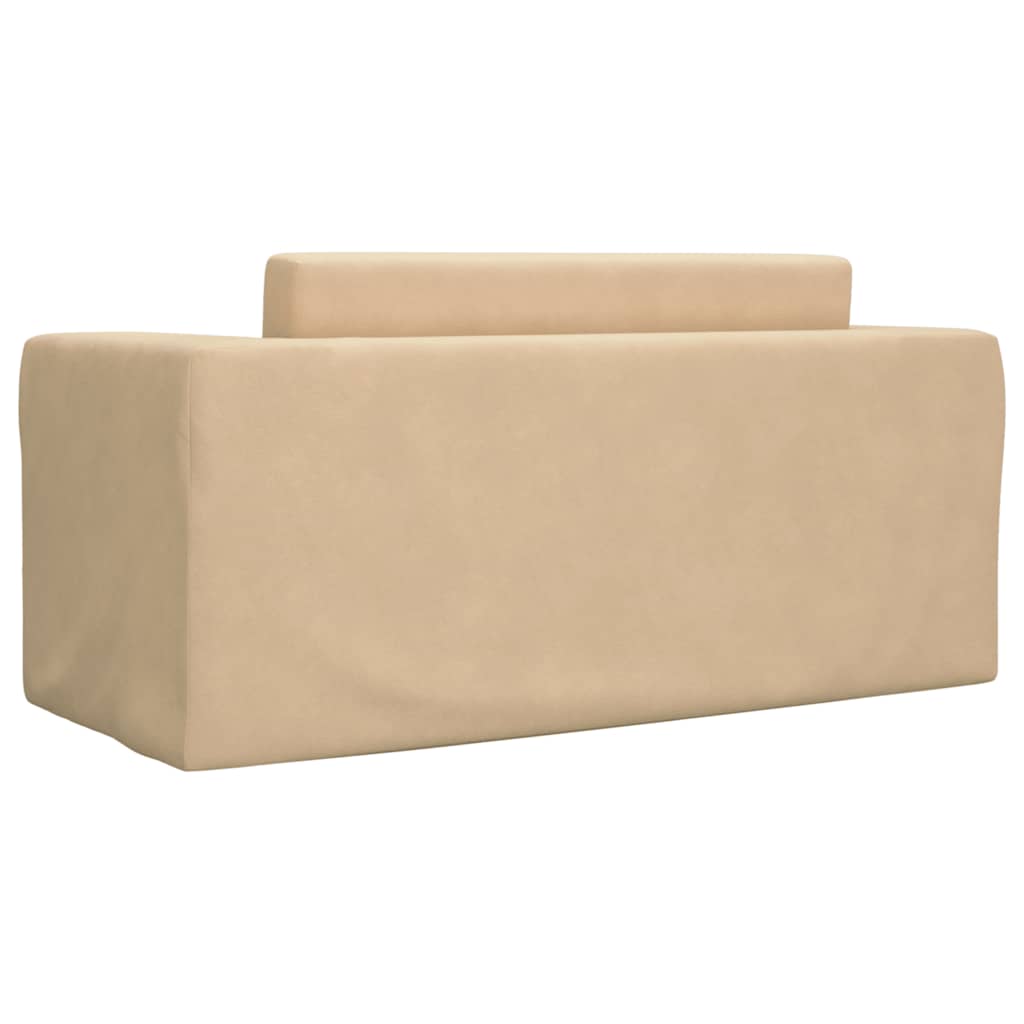vidaXL 2-os. sofa dla dzieci, rozkładana, kremowa, miękki plusz