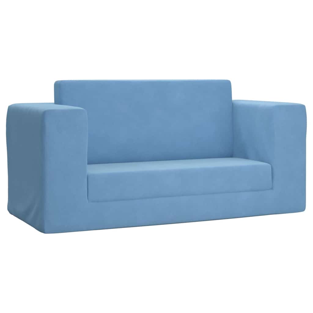 vidaXL 2-os. sofa dla dzieci, rozkładana, niebieska, miękki plusz