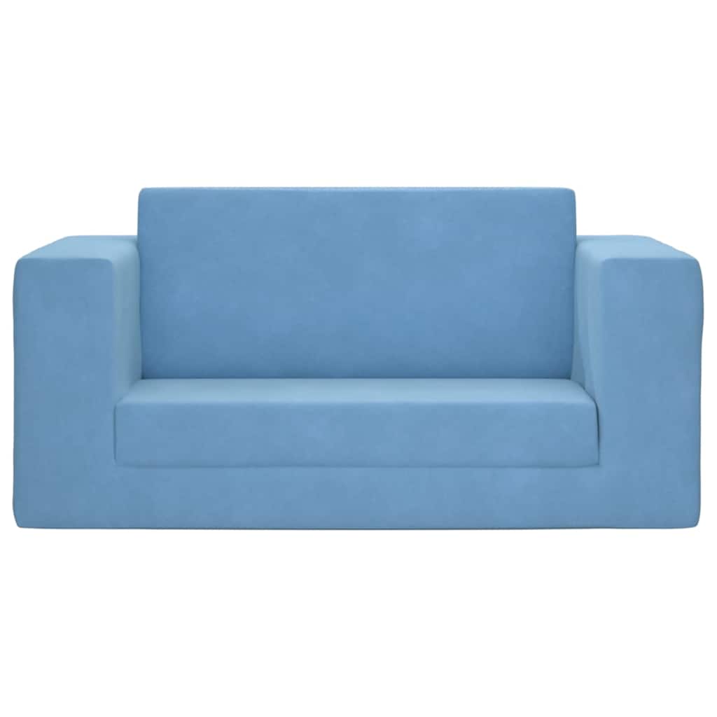 vidaXL 2-os. sofa dla dzieci, rozkładana, niebieska, miękki plusz