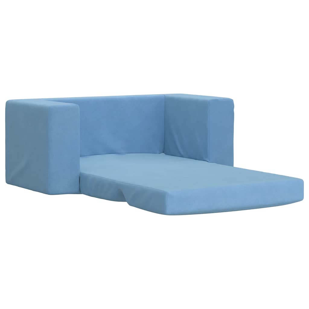 vidaXL 2-os. sofa dla dzieci, rozkładana, niebieska, miękki plusz