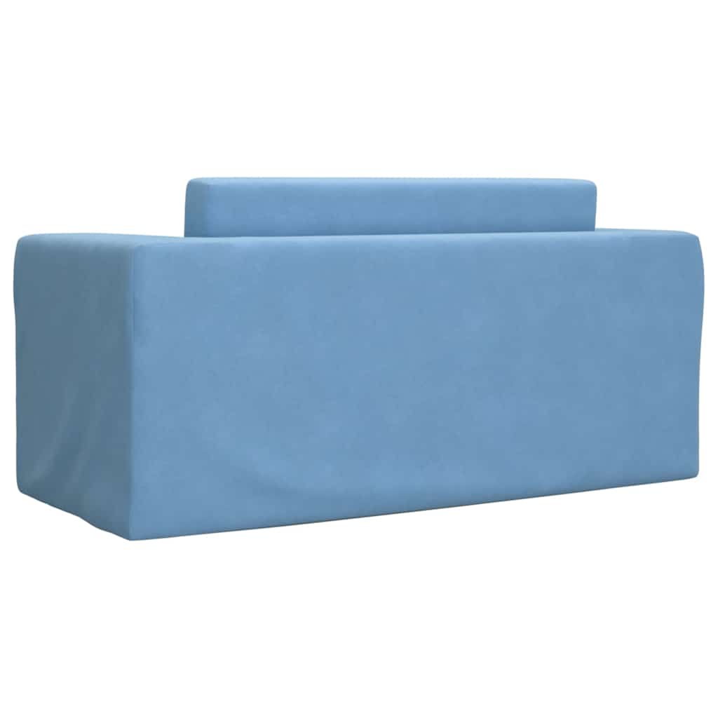 vidaXL 2-os. sofa dla dzieci, rozkładana, niebieska, miękki plusz