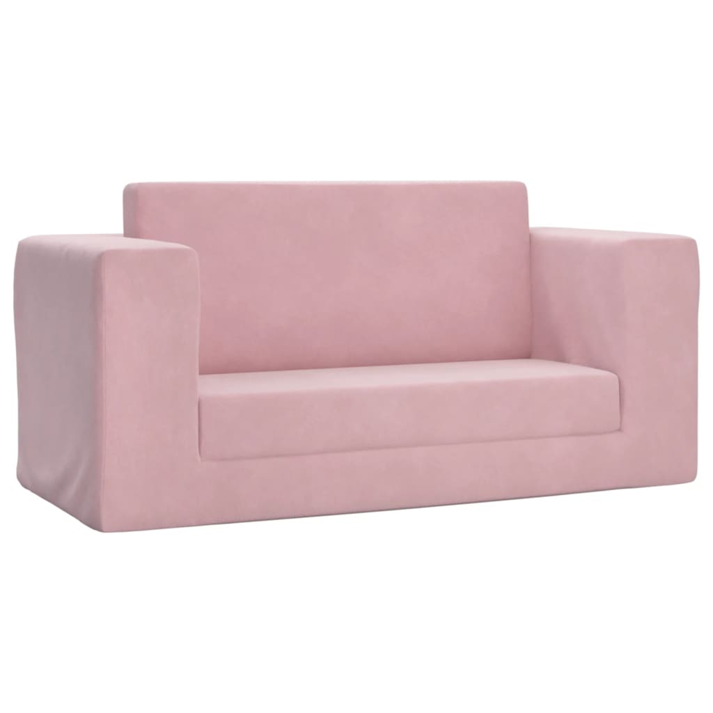 vidaXL 2-os. sofa dla dzieci, rozkładana, różowa, miękki plusz