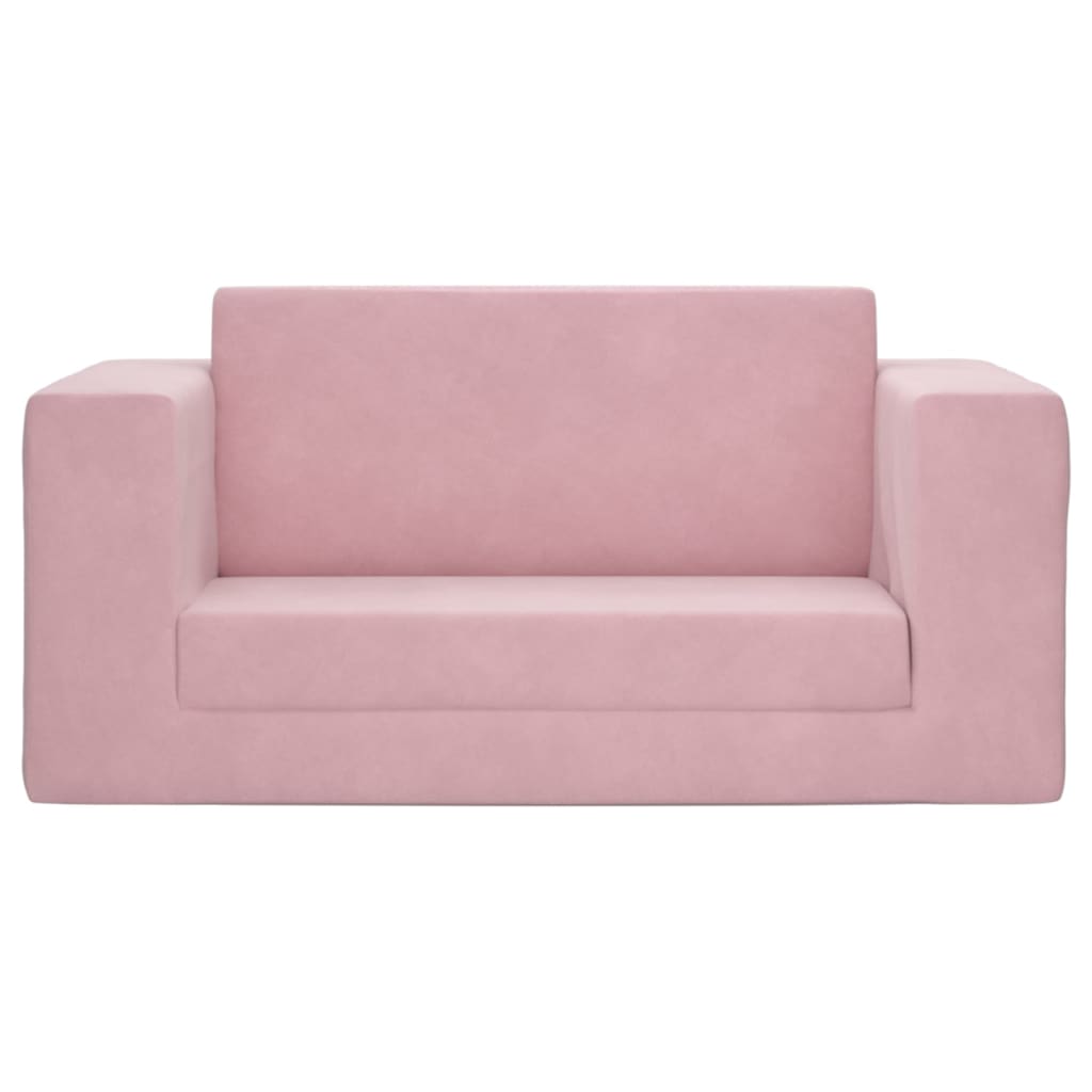vidaXL 2-os. sofa dla dzieci, rozkładana, różowa, miękki plusz