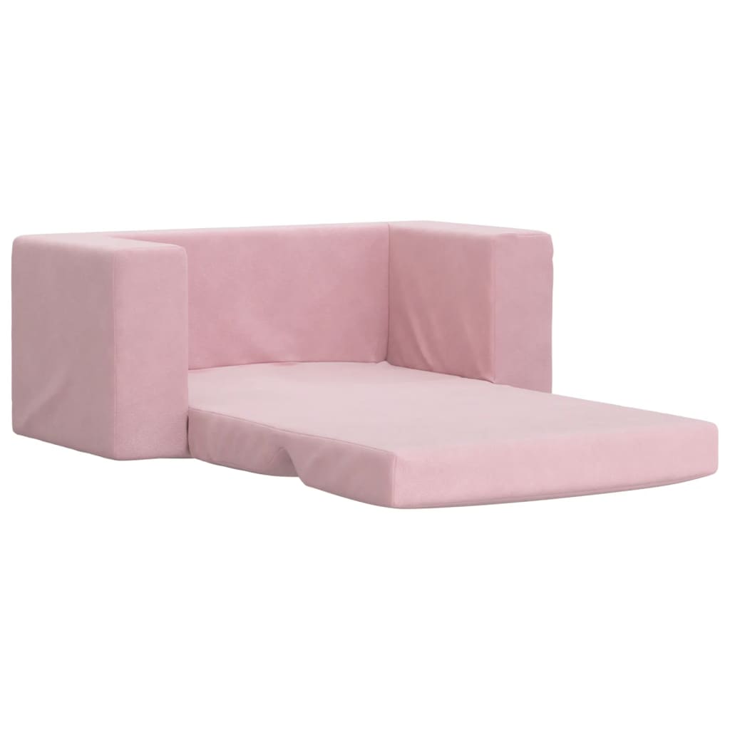 vidaXL 2-os. sofa dla dzieci, rozkładana, różowa, miękki plusz