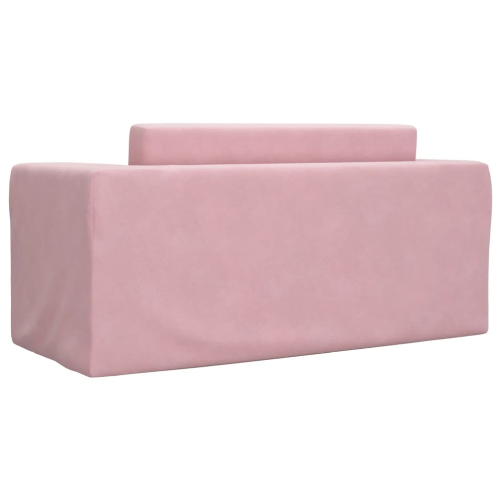 vidaXL 2-os. sofa dla dzieci, rozkładana, różowa, miękki plusz