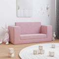 vidaXL 2-os. sofa dla dzieci, rozkładana, różowa, miękki plusz