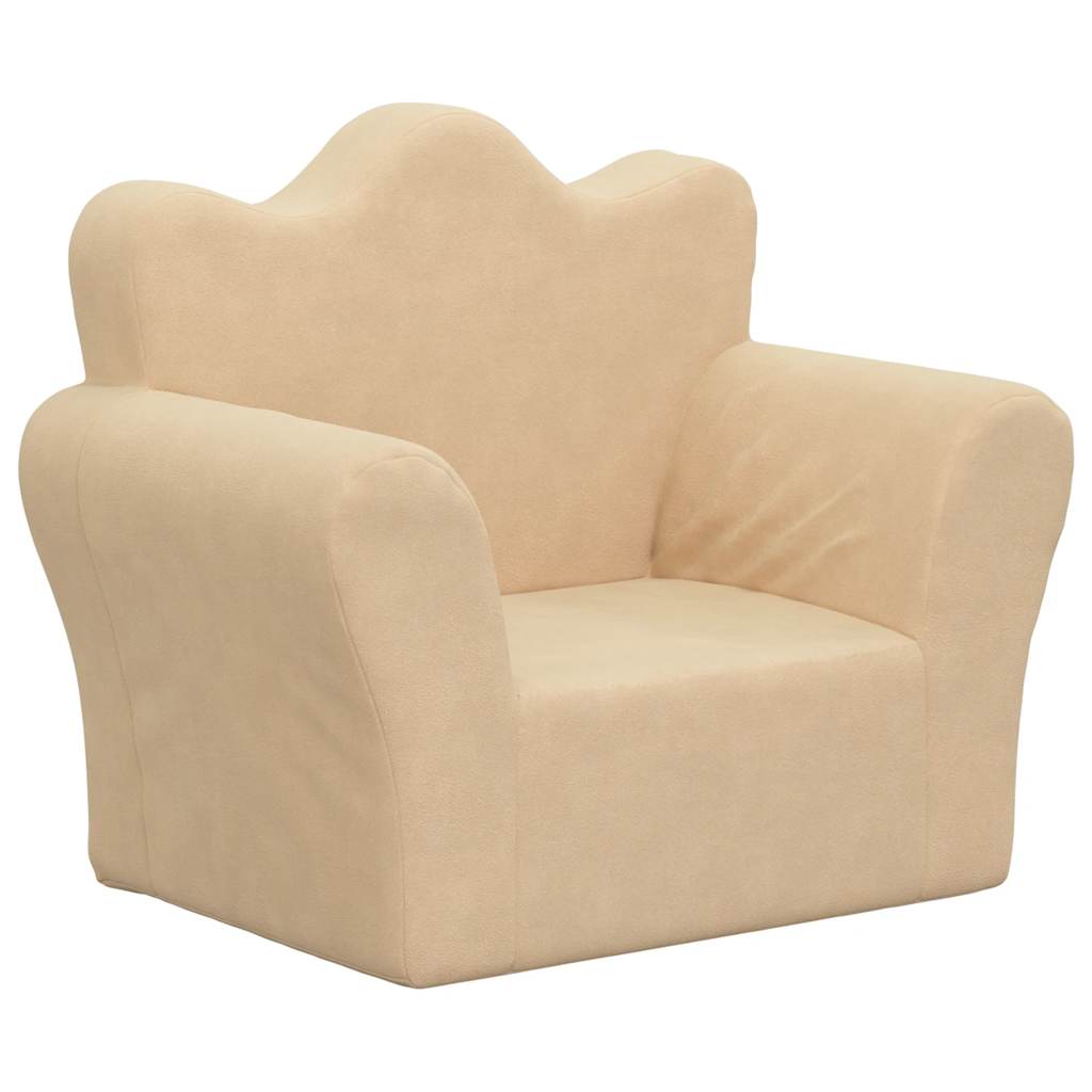 vidaXL Sofa dziecięca, kremowa, miękki plusz