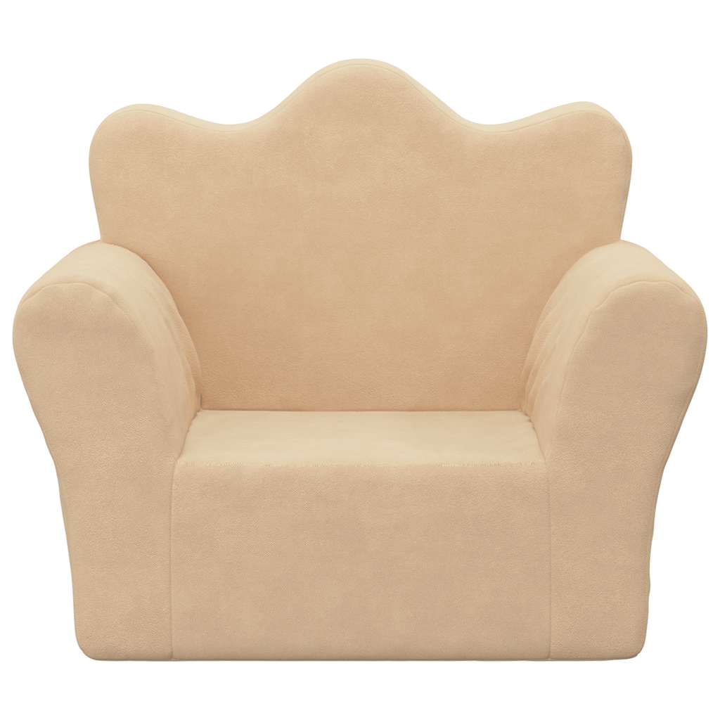 vidaXL Sofa dziecięca, kremowa, miękki plusz