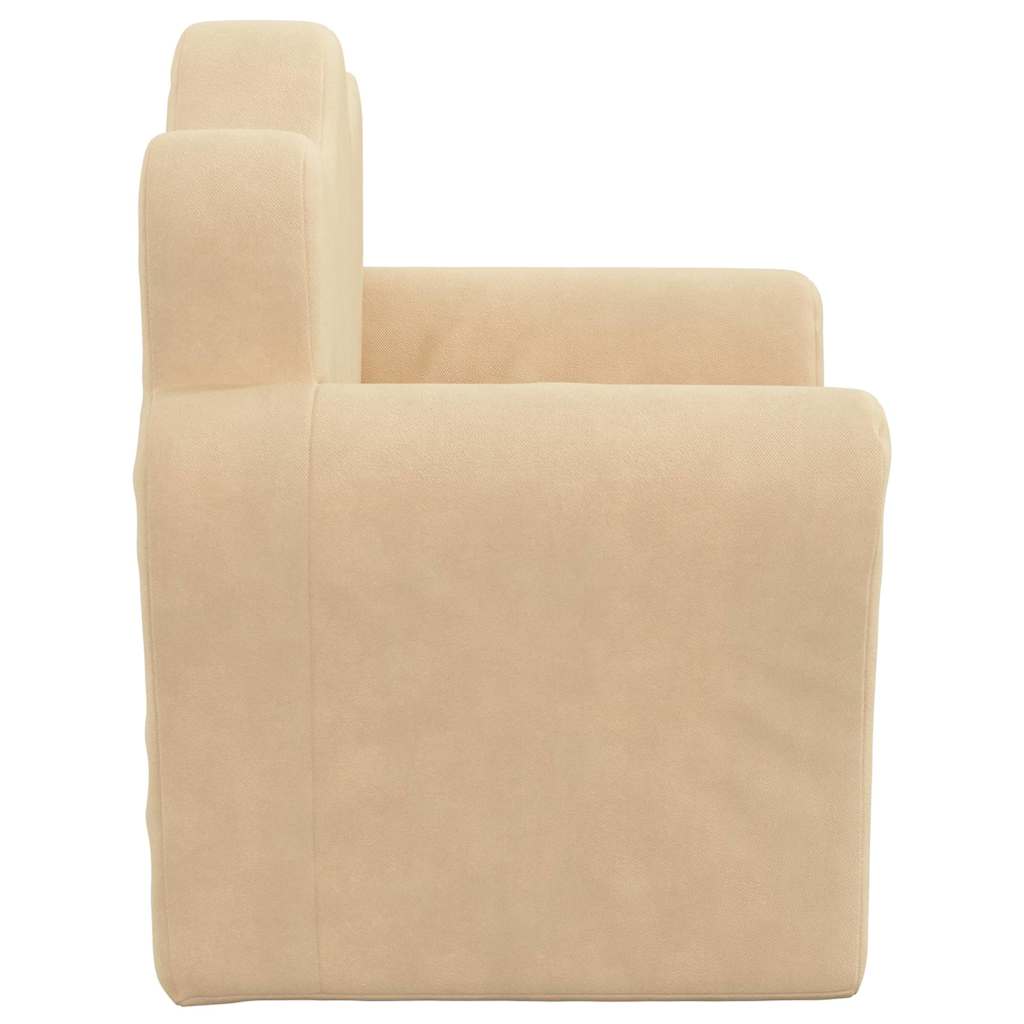 vidaXL Sofa dziecięca, kremowa, miękki plusz