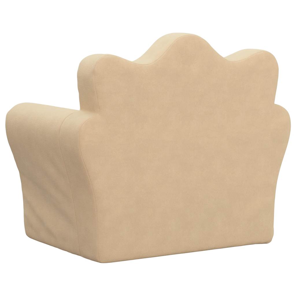 vidaXL Sofa dziecięca, kremowa, miękki plusz